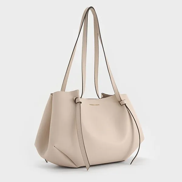 Túi Tote Nữ Charles & Keith CNK Calla Tote Bag Gray And White CK2-30671662 Màu Xám Trắng