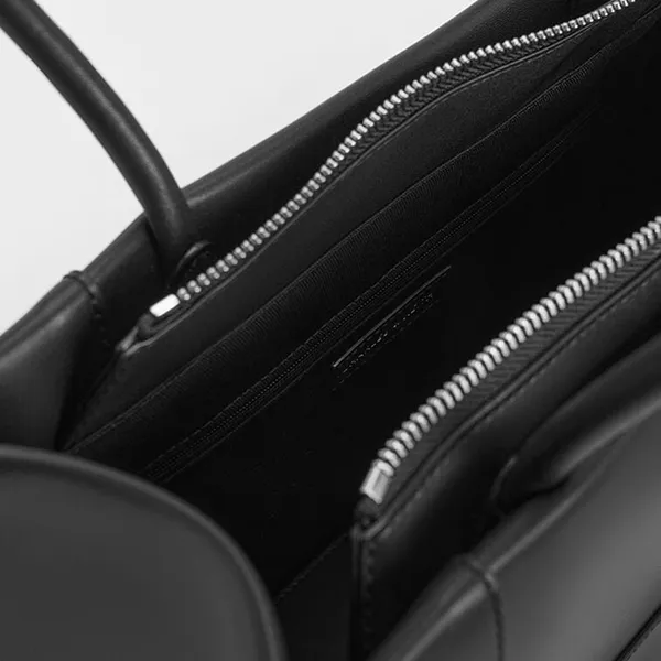 Túi Tote Nữ Charles & Keith CNK Daylla Bag Cream Noir CK2-31200033 Màu Đen