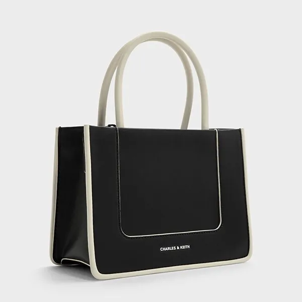 Túi Tote Nữ Charles & Keith CNK Daylla Mini Bag CK2-30701396 Màu Đen Trắng