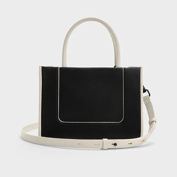 Túi Tote Nữ Charles & Keith CNK Daylla Mini Bag CK2-30701396 Màu Đen Trắng