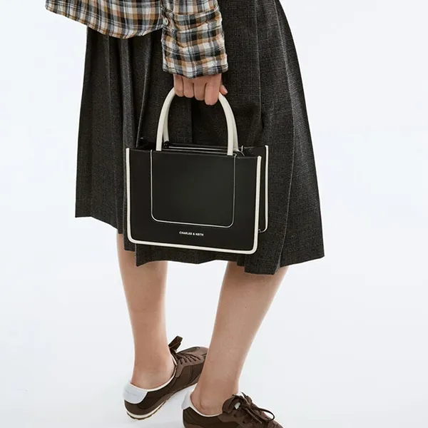 Túi Tote Nữ Charles & Keith CNK Daylla Mini Bag CK2-30701396 Màu Đen Trắng