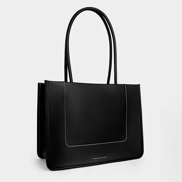 Túi Tote Nữ Charles & Keith CNK Daylla Rectangular Bag Black CK2-31200021 Màu Đen