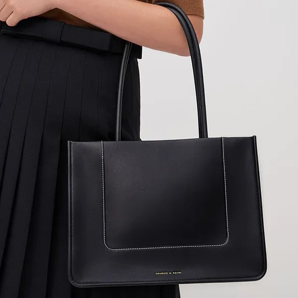 Túi Tote Nữ Charles & Keith CNK Daylla Rectangular Bag Black CK2-31200021 Màu Đen