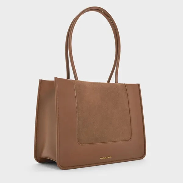 Túi Tote Nữ Charles & Keith CNK Daylla Rectangular Bag Mocha Brown CK2-31200033-2 Màu Nâu