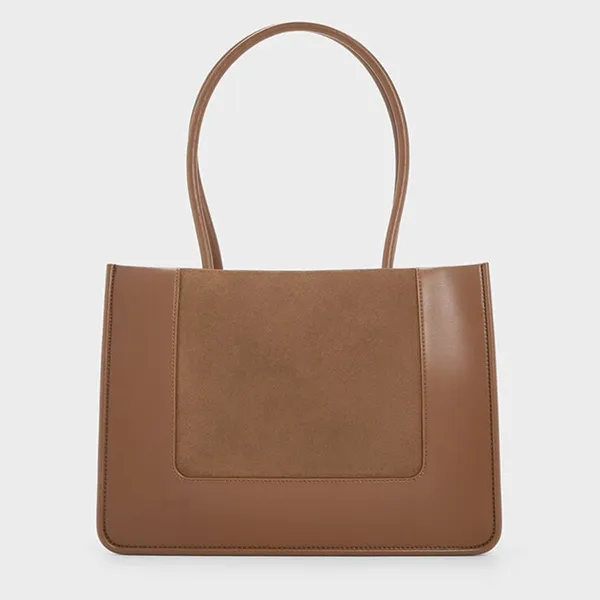 Túi Tote Nữ Charles & Keith CNK Daylla Rectangular Bag Mocha Brown CK2-31200033-2 Màu Nâu
