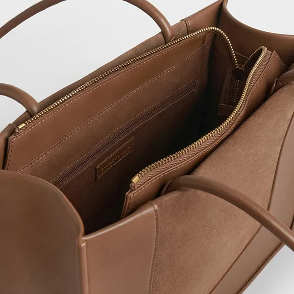 Túi Tote Nữ Charles & Keith CNK Daylla Rectangular Bag Mocha Brown CK2-31200033-2 Màu Nâu