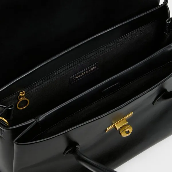 Túi Tote Nữ Charles & Keith CNK Kerry Trapeze Trapeze Bag Distressed Black CK2-30782768 Màu Đen