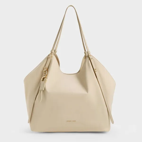 Túi Tote Nữ Charles & Keith CNK Levy Nylon Bag Dusted Oat CK2-30151539 Màu Be