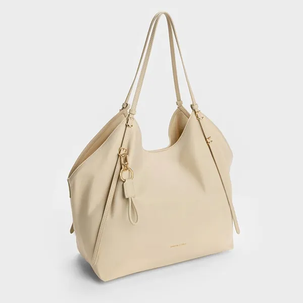 Túi Tote Nữ Charles & Keith CNK Levy Nylon Bag Dusted Oat CK2-30151539 Màu Be