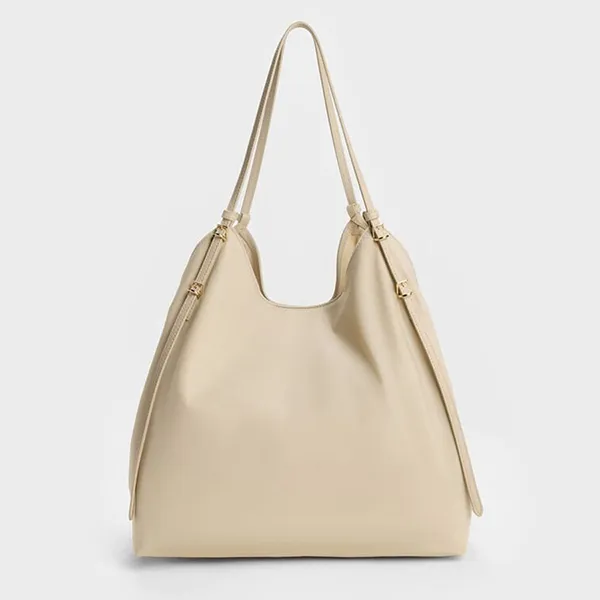 Túi Tote Nữ Charles & Keith CNK Levy Nylon Bag Dusted Oat CK2-30151539 Màu Be