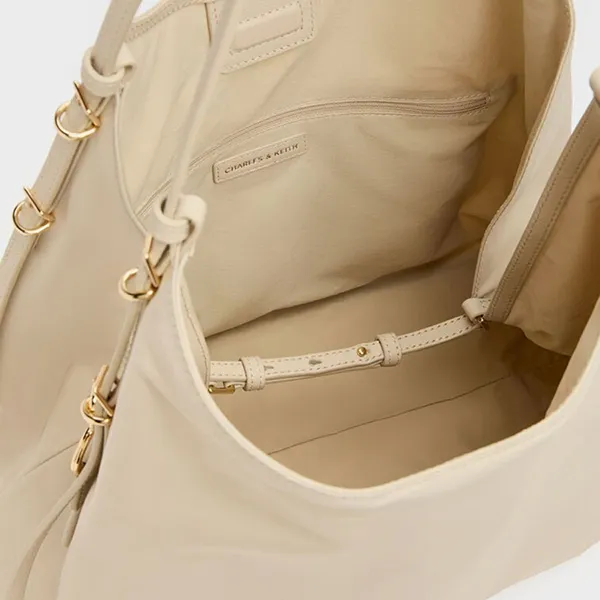 Túi Tote Nữ Charles & Keith CNK Levy Nylon Bag Dusted Oat CK2-30151539 Màu Be