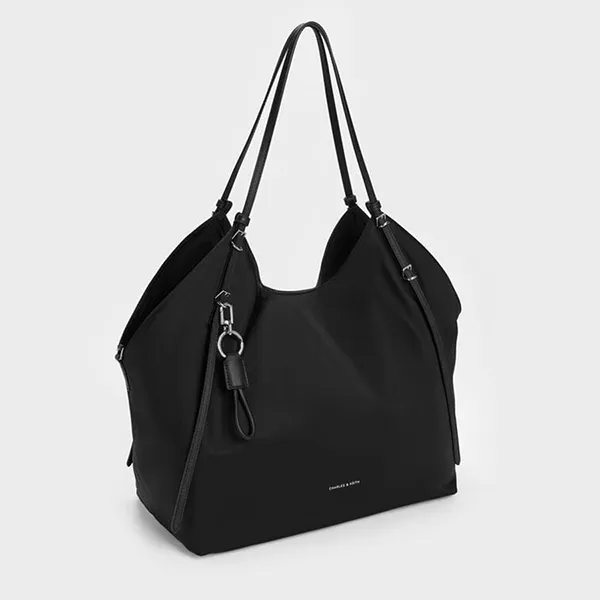 Túi Tote Nữ Charles & Keith CNK Levy Nylon Bag Noir CK2-30151539 Màu Đen