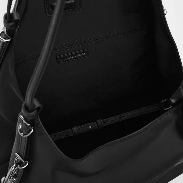 Túi Tote Nữ Charles & Keith CNK Levy Nylon Bag Noir CK2-30151539 Màu Đen