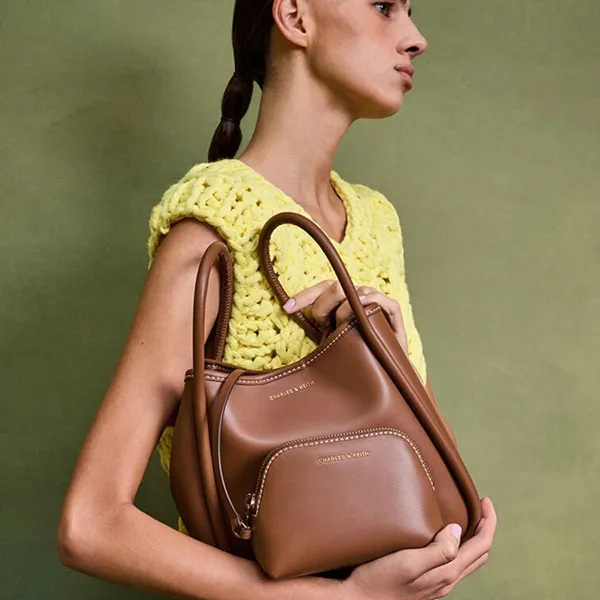 Túi Tote Nữ Charles & Keith CNK Lyla Tubular Mini Bag Chocolate CK2-30782647 Màu Nâu