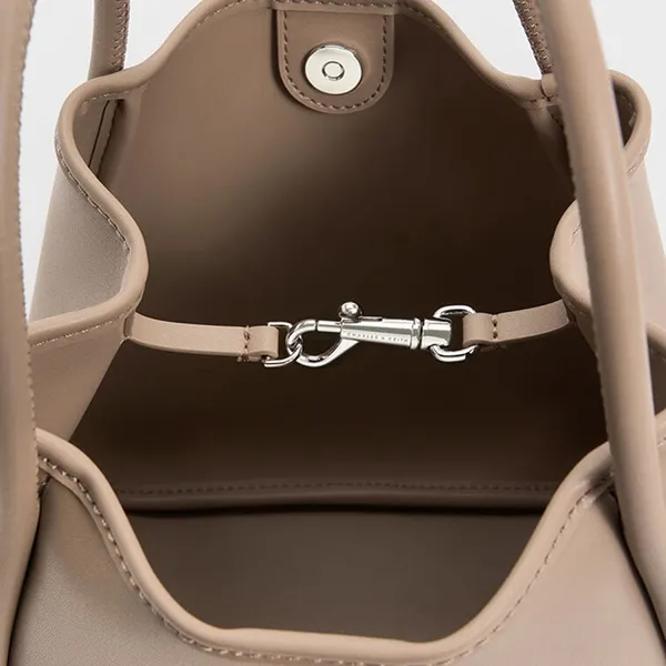 Túi Tote Nữ Charles & Keith CNK Lyla Tubular Mini Bag Grayish Brown CK2-30782647 Màu Nâu Xám