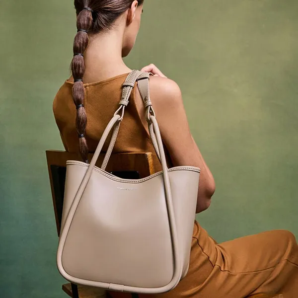 Túi Tote Nữ Charles & Keith CNK Lyla Tubular Mini Bag Grayish Brown CK2-30782647 Màu Nâu Xám