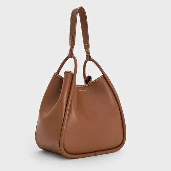 Túi Tote Nữ Charles & Keith CNK Lyla Tubular Slouchy Trapezoid Tote Bag Chocolate CK2-30781483 Màu Nâu