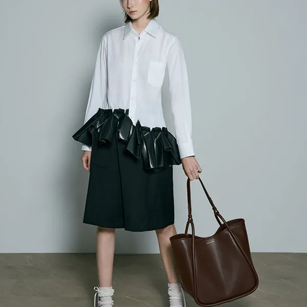 Túi Tote Nữ Charles & Keith CNK Lyla Tubular Slouchy Trapezoid Tote Bag Dark Brown CK2-30781483 Màu Nâu Sẫm