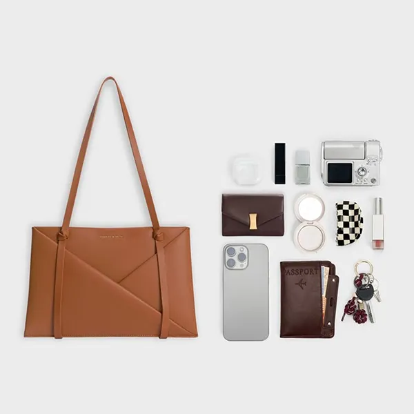 Túi Tote Nữ Charles & Keith CNK Midori Bag Auburn Brown CK2-30271268 Màu Nâu