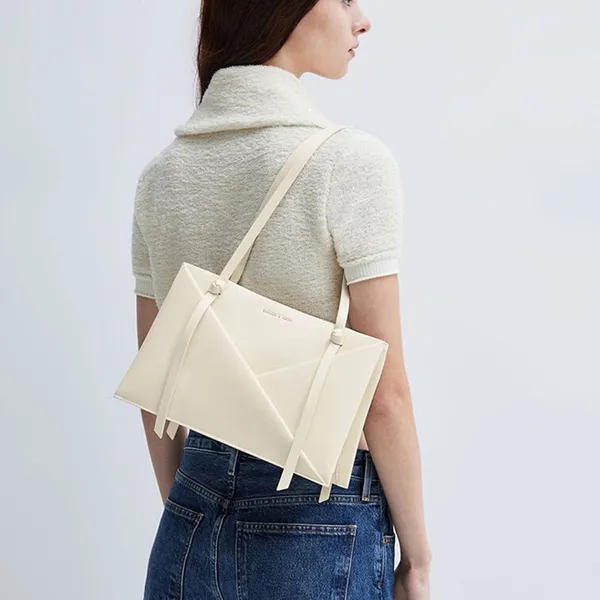 Túi Tote Nữ Charles & Keith CNK Midori Bag Cream CK2-30271268 Màu Kem