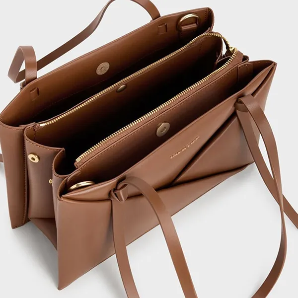 Túi Tote Nữ Charles & Keith CNK Midori Bag Midori Bag Chocolate CK2-30271268 Màu Nâu Đậm