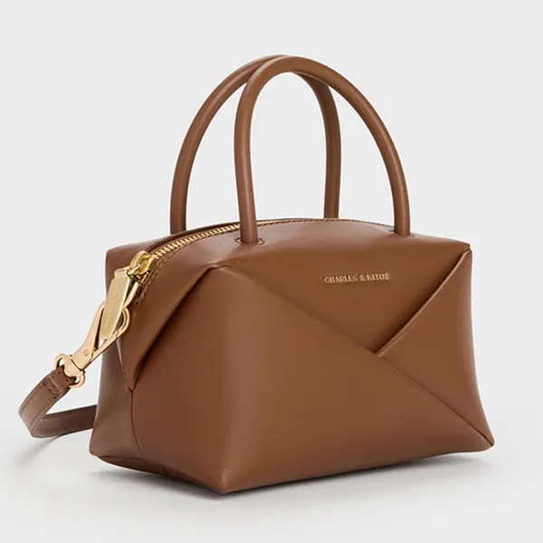 Túi Tote Nữ Charles & Keith CNK Midori Geometric Shoulder Bag Chocolate CK2-30271722 Màu Nâu