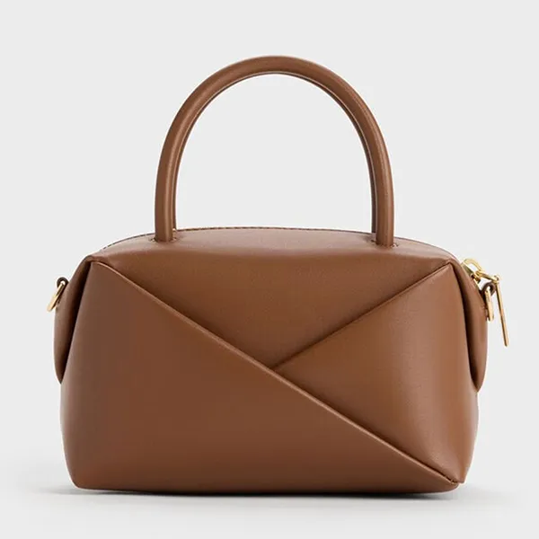 Túi Tote Nữ Charles & Keith CNK Midori Geometric Shoulder Bag Chocolate CK2-30271722 Màu Nâu