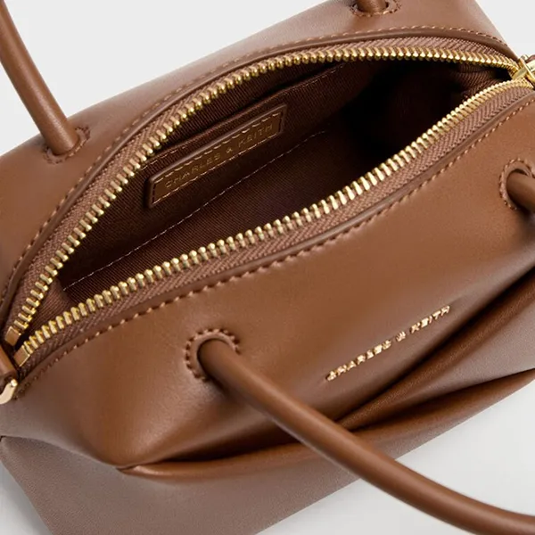 Túi Tote Nữ Charles & Keith CNK Midori Geometric Shoulder Bag Chocolate CK2-30271722 Màu Nâu