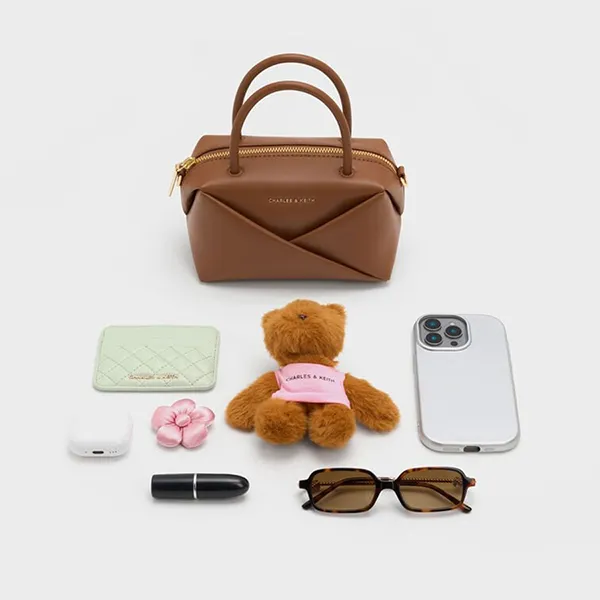 Túi Tote Nữ Charles & Keith CNK Midori Geometric Shoulder Bag Chocolate CK2-30271722 Màu Nâu