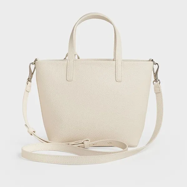 Túi Tote Nữ Charles & Keith CNK Mini Beryl Trapezoid Bag Cream CK2-30151511 Màu Kem