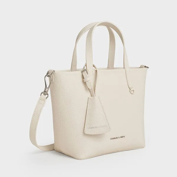 Túi Tote Nữ Charles & Keith CNK Mini Beryl Trapezoid Bag Cream CK2-30151511 Màu Kem