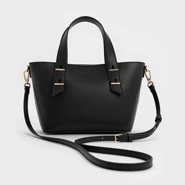 Túi Tote Nữ Charles & Keith CNK Mini Shania Trapezoid Bag Black CK2-30782725 Màu Đen
