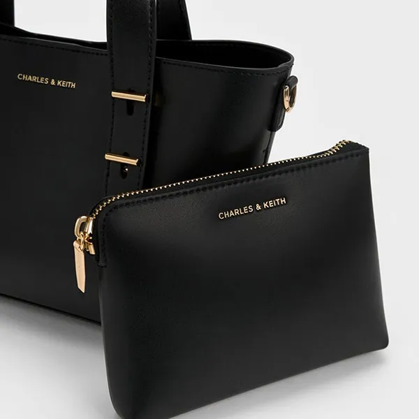 Túi Tote Nữ Charles & Keith CNK Mini Shania Trapezoid Bag Black CK2-30782725 Màu Đen
