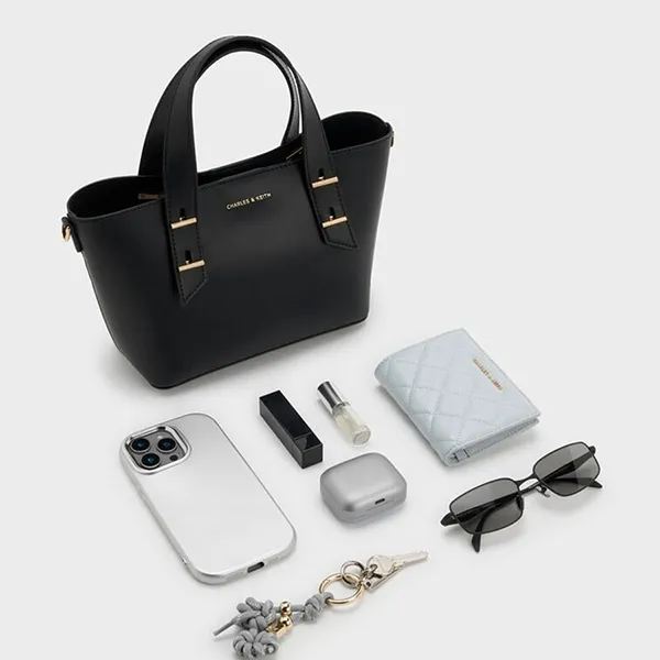 Túi Tote Nữ Charles & Keith CNK Mini Shania Trapezoid Bag Black CK2-30782725 Màu Đen