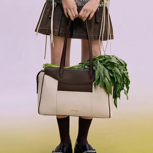 Túi Tote Nữ Charles & Keith CNK Raon Canvas Trapezoid Bag Dark Brown CK2-31200037-1 Màu Nâu Đậm