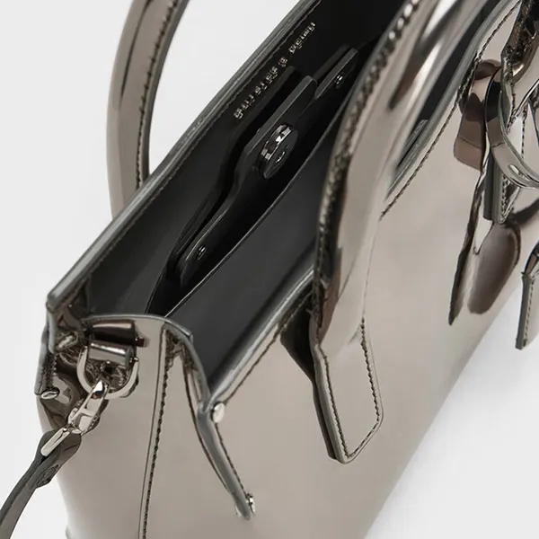 Túi Tote Nữ Charles & Keith CNK Rene Structured Rectangular Crossbody Bag Beige Grey CK2-30271421 Màu Xám Be