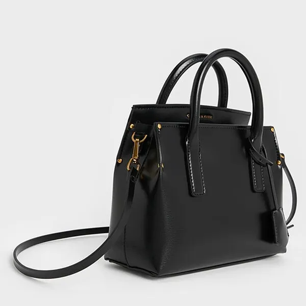 Túi Tote Nữ Charles & Keith CNK Rene Structured Rectangular Crossbody Bag Black CK2-30271421 Màu Đen