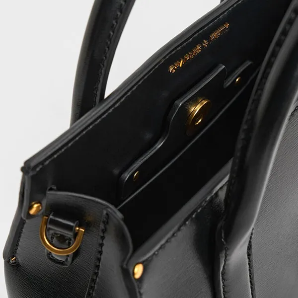 Túi Tote Nữ Charles & Keith CNK Rene Structured Rectangular Crossbody Bag Black CK2-30271421 Màu Đen