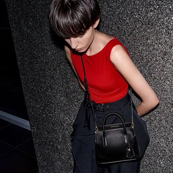 Túi Tote Nữ Charles & Keith CNK Rene Structured Rectangular Crossbody Bag Black CK2-30271421 Màu Đen