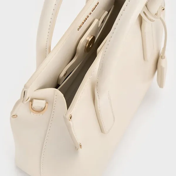 Túi Tote Nữ Charles & Keith CNK Rene Structured Rectangular Crossbody Bag Cream CK2-30271421 Màu Kem