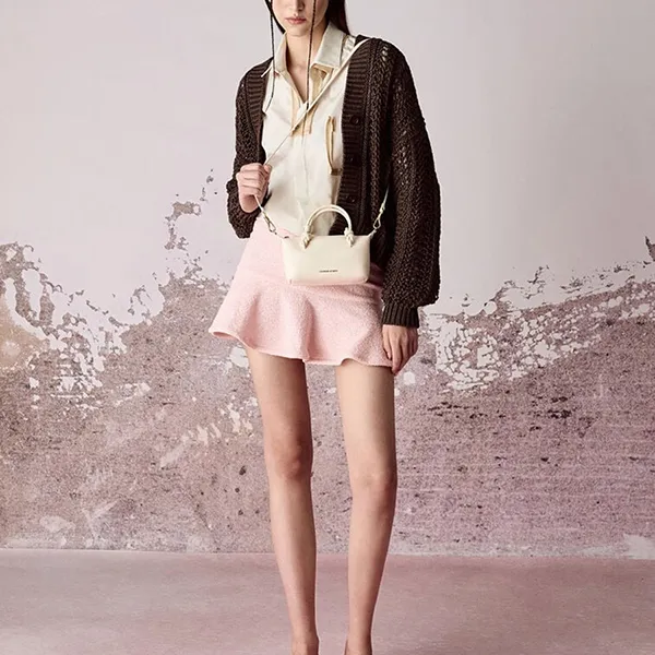 Túi Tote Nữ Charles & Keith CNK Sammie Rectangular Bag Cream CK2-30271635 Màu Kem