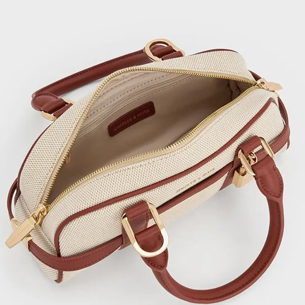 Túi Tote Nữ Charles & Keith CNK Scottie Canvas Long Bag Brick CK2-30782785-1 Màu Be Nâu