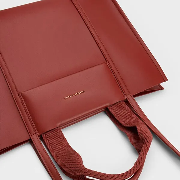 Túi Tote Nữ Charles & Keith CNK Shalia Large Double Handle Rectangular Bag Brick Red CK2-30782048 Màu Đỏ