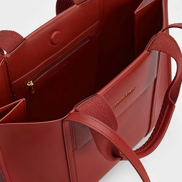 Túi Tote Nữ Charles & Keith CNK Shalia Large Double Handle Rectangular Bag Brick Red CK2-30782048 Màu Đỏ
