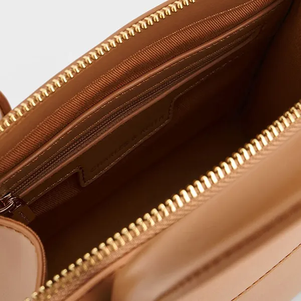 Túi Tote Nữ Charles & Keith CNK Temmie Structured Bag Beige Brown CK2-30782435 Màu Nâu Be