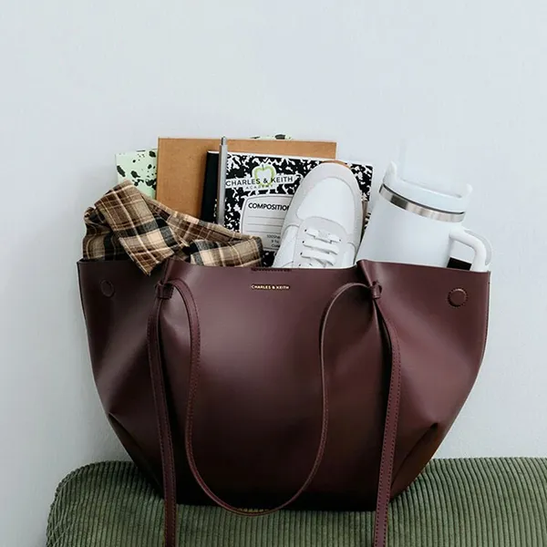 Túi Tote Nữ Charles & Keith CNK XL Calla Bag Wineberry Red CK2-30671782 Màu Đỏ Đô