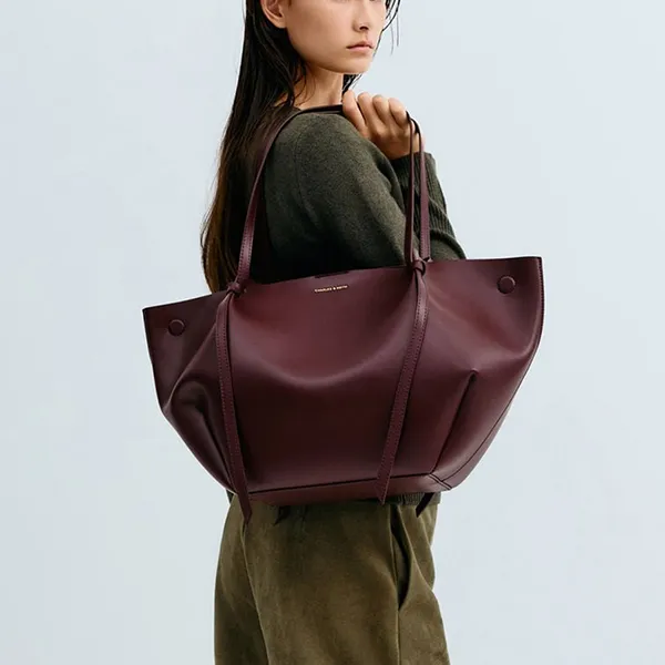 Túi Tote Nữ Charles & Keith CNK XL Calla Bag Wineberry Red CK2-30671782 Màu Đỏ Đô