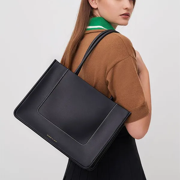Túi Tote Nữ Charles & Keith Daylla Rectangular Tote Bag Black CK2-31200021_BLACK Màu Đen