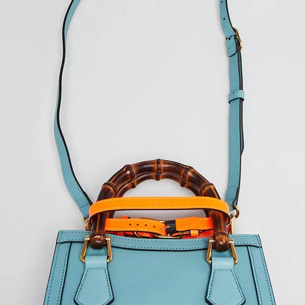 Túi Tote Nữ Gucci Light Blue Leather Mini Diana Tote Bag Màu Xanh Nhạt
