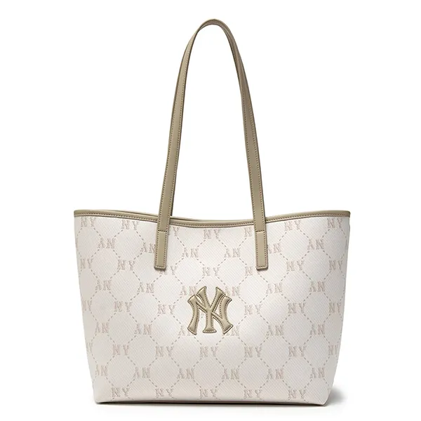 Túi Tote Nữ MLB Dia Monogram Jacquard Bag NY Yankees 3AORMJ16N-50CRD Màu Kem